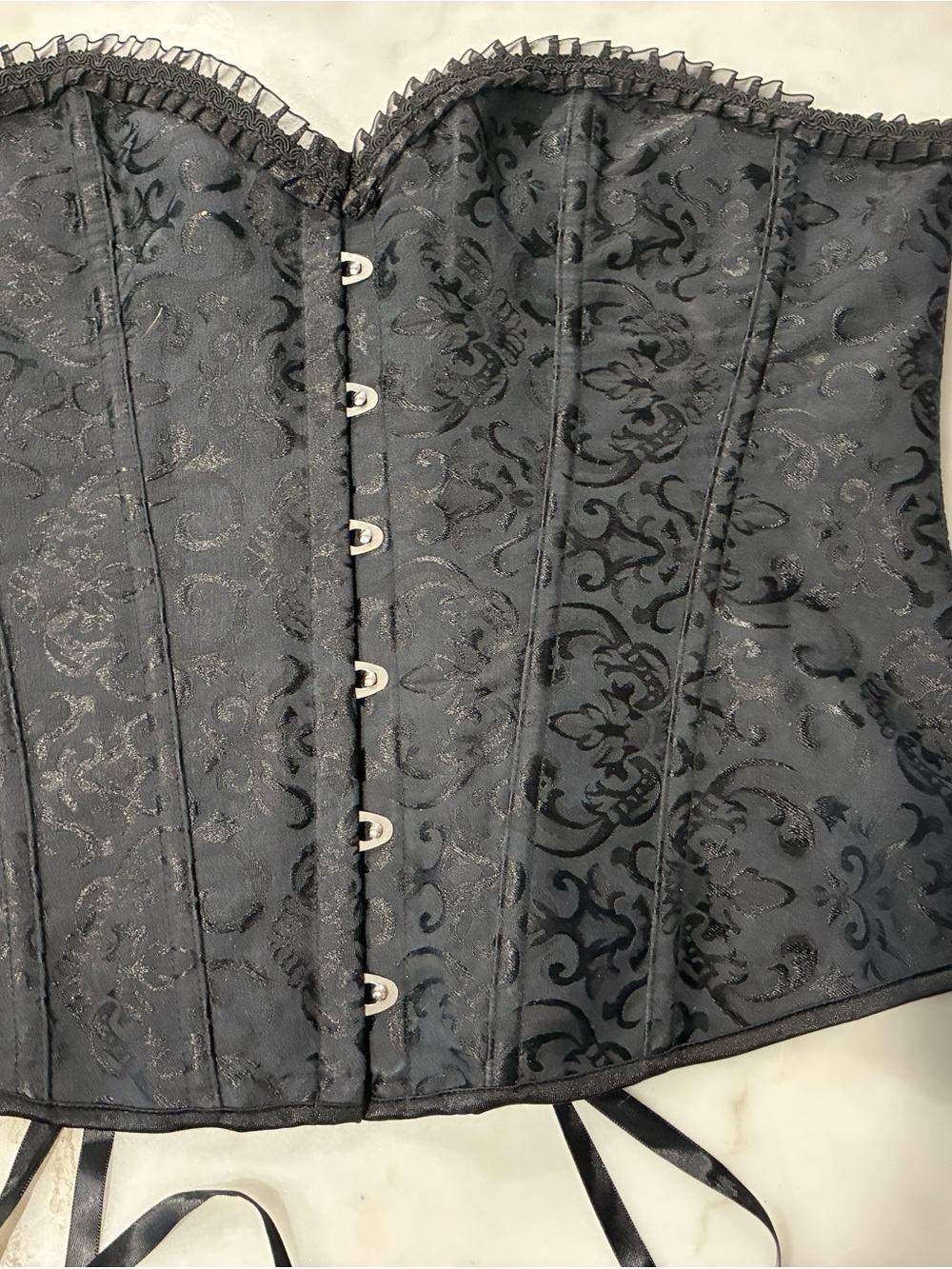 black floral jacquard overbust corset Size Extra Large